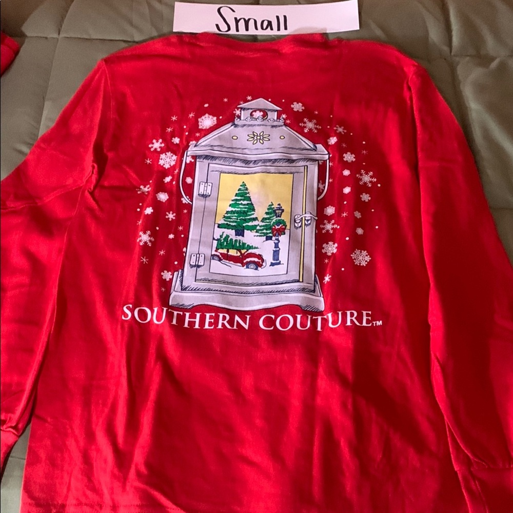 2/$24 Southern Couture Red Long Sleeve Christmas Tee